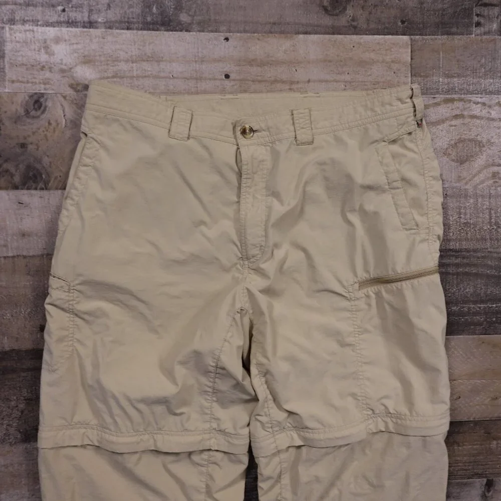 ExOfficio Insect Shield Convertible Pants Men’s 40x32 Beige Zip-Off Hiking Nylon